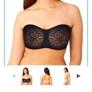 Wacosl 34 DDD Black Strapless Mesh Stretch Bra